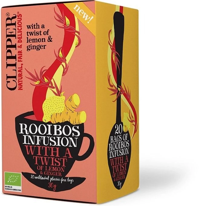 Clipper Rooibos Infusion With A Twist Of Lemon & Ginger 20 Tea Bags 3 Clipper Rooibos Infusion With A Twist Of Lemon & Ginger 20 Tea Bags