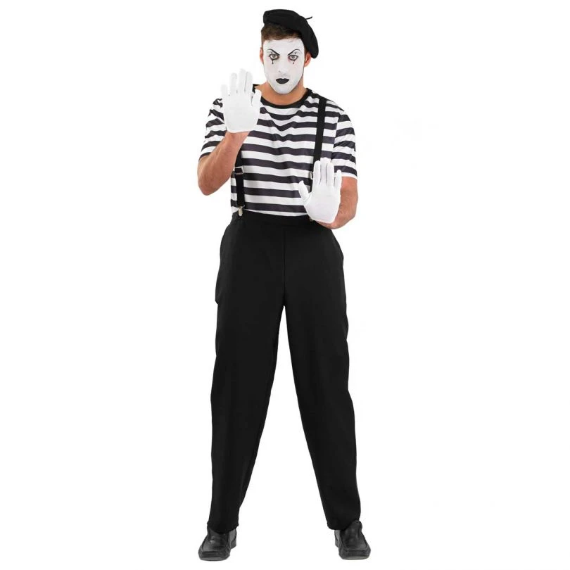 Mens Mime Artist Clown Costume 3 Mens Mime Artist Clown Costume