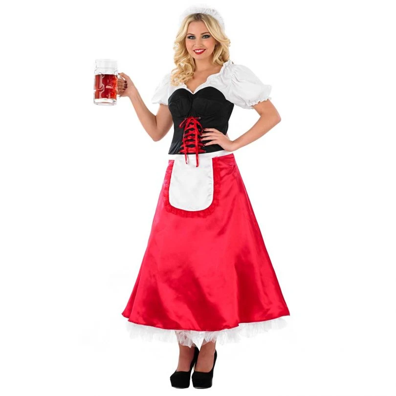 Womens Red Oktoberfest Dirndl Costume 3 Womens Red Oktoberfest Dirndl Costume
