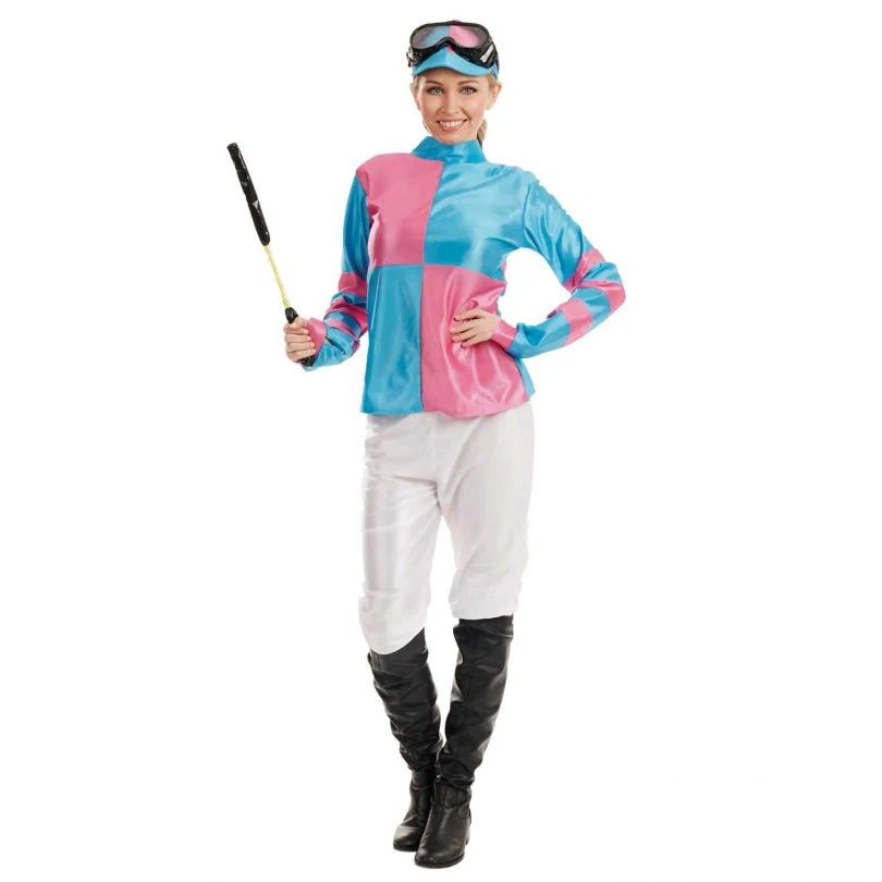 Womens Pink & Blue Jockey Costume 3 Womens Pink & Blue Jockey Costume