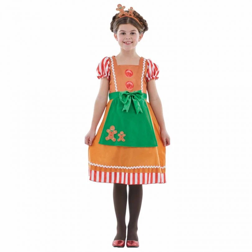 Kids Christmas Gingerbread Dress Costume 3 Kids Christmas Gingerbread Dress Costume