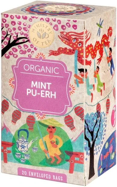 Ministry Of Tea Organic Mint Pu-Erh 20 Tea Bags 3 Ministry Of Tea Organic Mint Pu-Erh 20 Tea Bags
