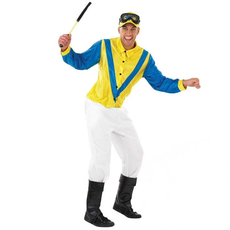 Mens Blue & Yellow Jockey Costume 4 Mens Blue & Yellow Jockey Costume - Image 2