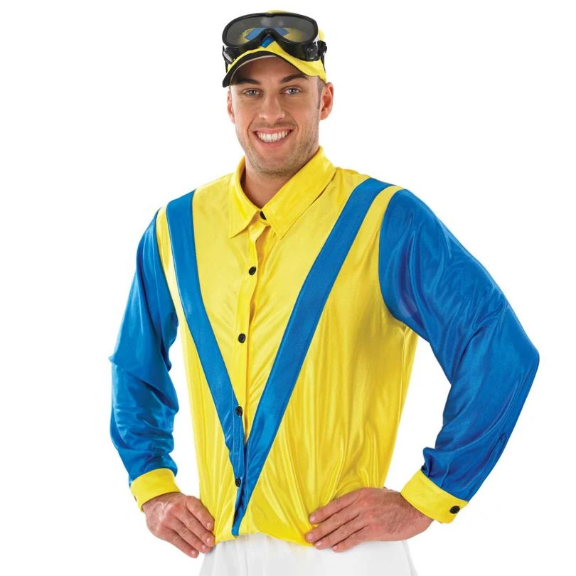 Mens Blue & Yellow Jockey Costume 5 Mens Blue & Yellow Jockey Costume - Image 3