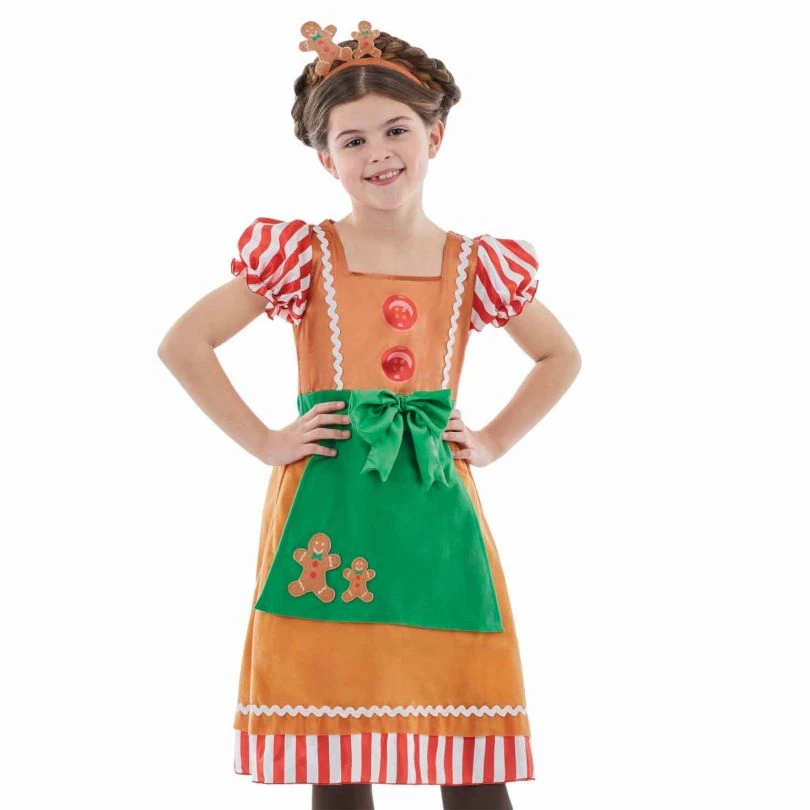 Kids Christmas Gingerbread Dress Costume 5 Kids Christmas Gingerbread Dress Costume - Image 3