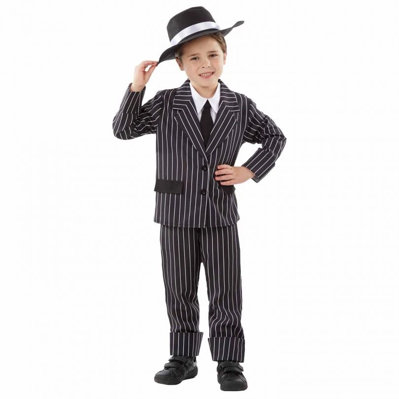 Kids 20s Pinstripe Gangster Costume 4 Kids 20s Pinstripe Gangster Costume - Image 2