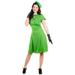 Womens 40s Green Dress Costume -Clipper Teas shop 5 0 5055305480021.pt01