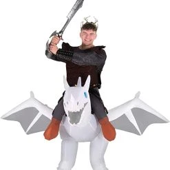 White Ride On Dragon Inflatable Costume