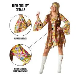 Womens Yellow Hippie Costume Dress 9 Womens Yellow Hippie Costume Dress -Clipper Teas shop 887513099147.pt02