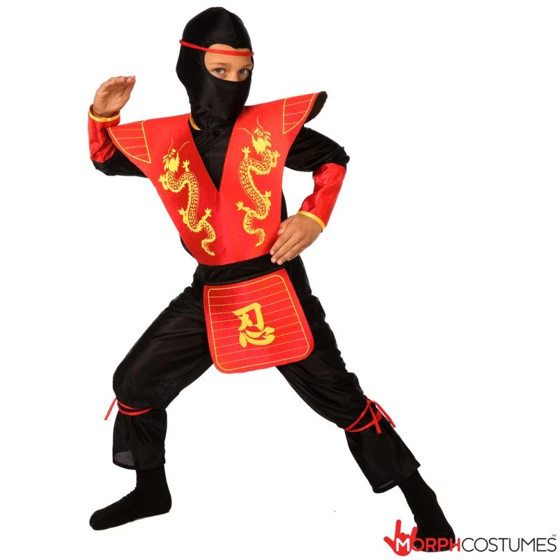 Kids Red Ninja Costume 4 Kids Red Ninja Costume - Image 2