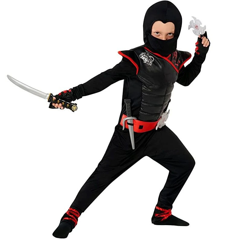 Kids Black And Red Deadly Ninja Costume 3 Kids Black And Red Deadly Ninja Costume
