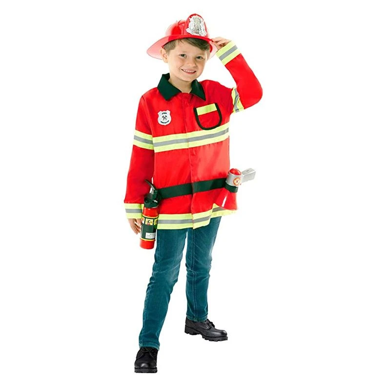Kids Red Fireman Costume 3 Kids Red Fireman Costume