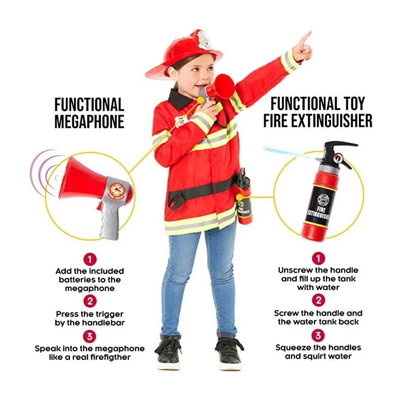 Kids Red Fireman Costume 4 Kids Red Fireman Costume - Image 2