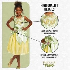 Kids Disney Princess Tiana Deluxe Costume Official -Clipper Teas shop kids princess tiana deluxe costume 3