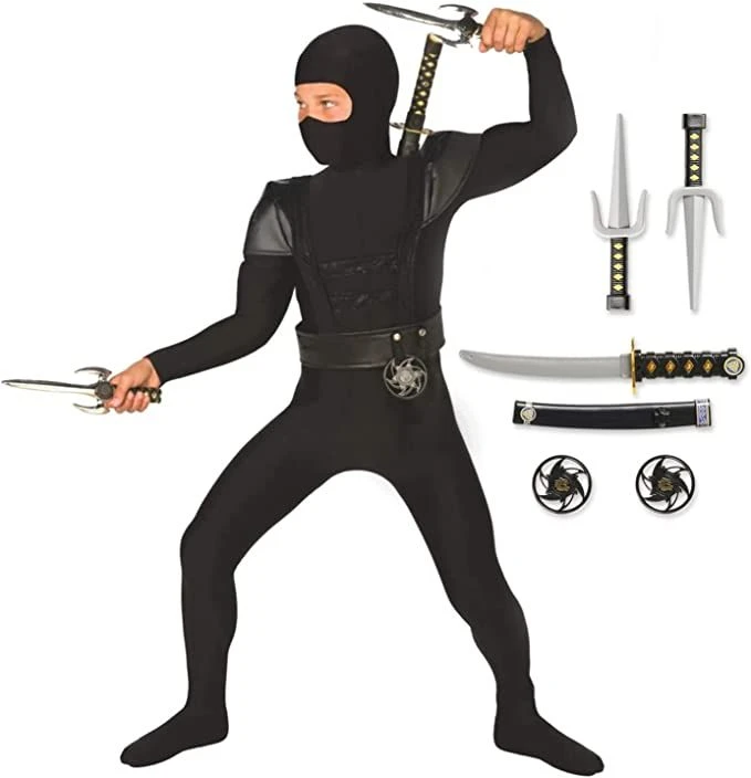 Kids Black Ninja Costume 4 Kids Black Ninja Costume - Image 2