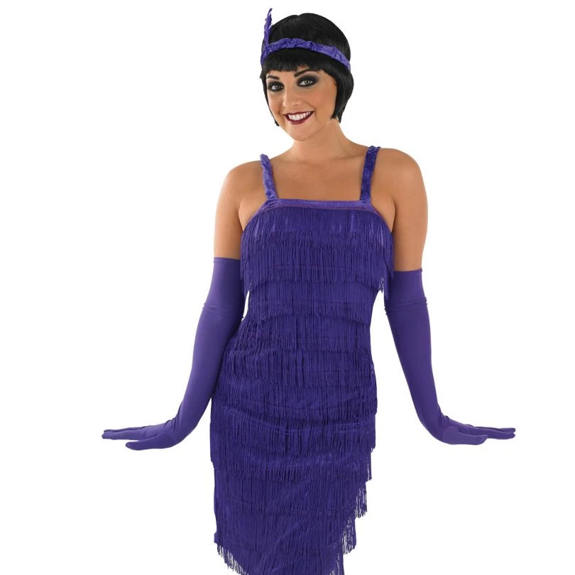 Womens 20s Purple Flapper Dress Costume 4 Womens 20s Purple Flapper Dress Costume - Image 2