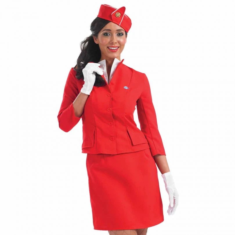 Womens Red Cabin Crew Costume 5 Womens Red Cabin Crew Costume - Image 3