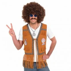 Mens Hippie Fringed Waistcoat Costume -Clipper Teas shop m1 3 3 3332 1