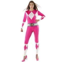 Womens Pink Power Ranger Morphsuit -Clipper Teas shop m1 c l classic power ranger pink womens front
