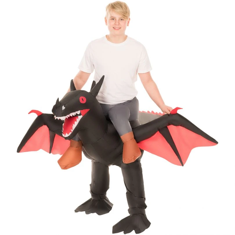 Kids Black Ride On Dragon Inflatable Costume 3 Kids Black Ride On Dragon Inflatable Costume