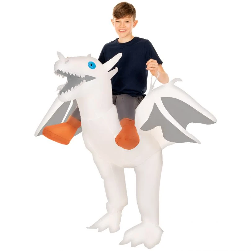 Kids White Ride On Dragon Inflatable Costume 5 Kids White Ride On Dragon Inflatable Costume - Image 3