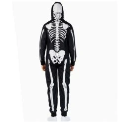 Mens Skeleton Onesie -Clipper Teas shop mens hooded skeleton jumpsuit rear