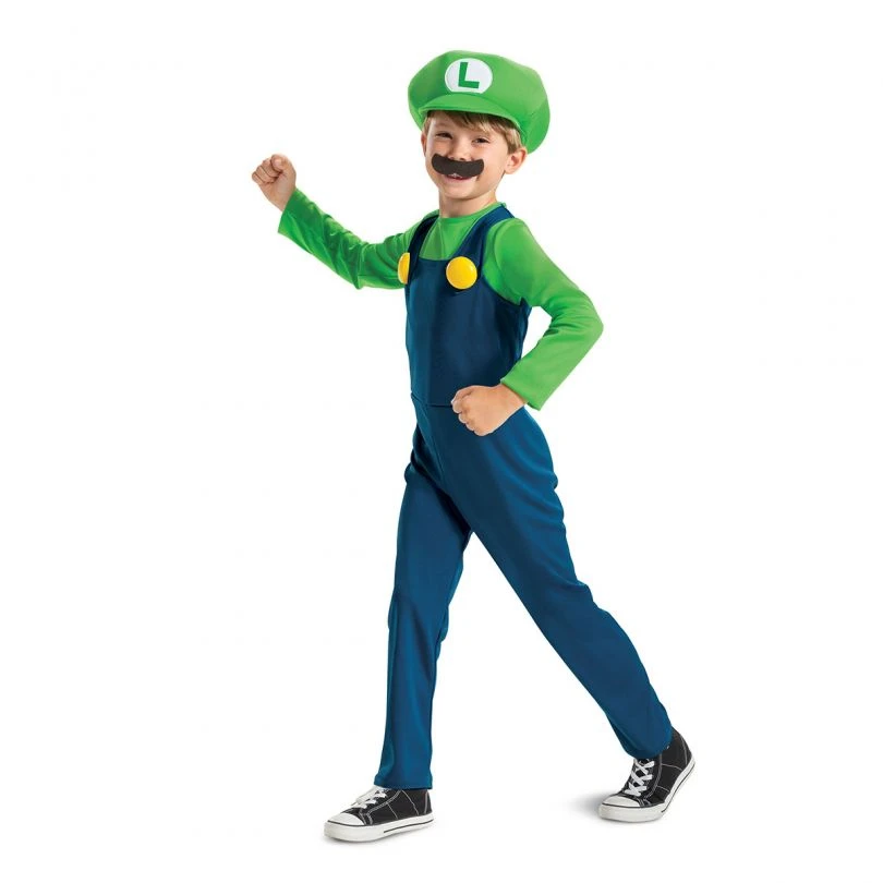 Kids Super Mario Bros Luigi Costume 3 Kids Super Mario Bros Luigi Costume
