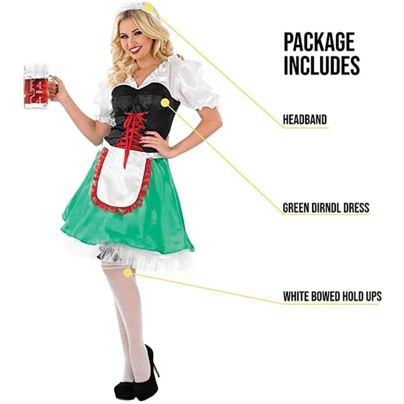 Womens Green Oktoberfest Dirndl Costume 4 Womens Green Oktoberfest Dirndl Costume - Image 2